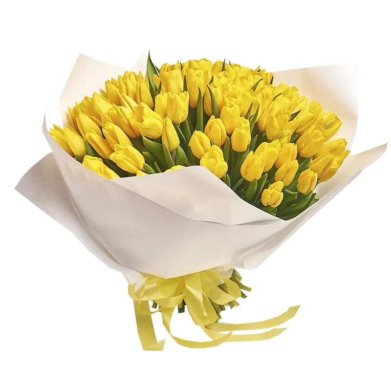 Букет из 101 тюльпана желтого цвета