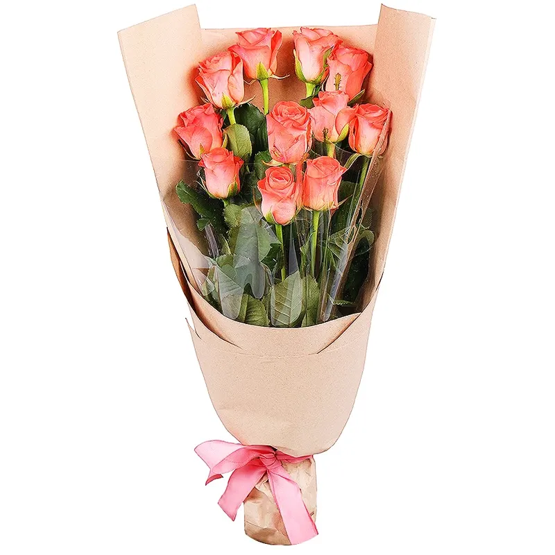 Букет из 11 персиковых роз эквадор